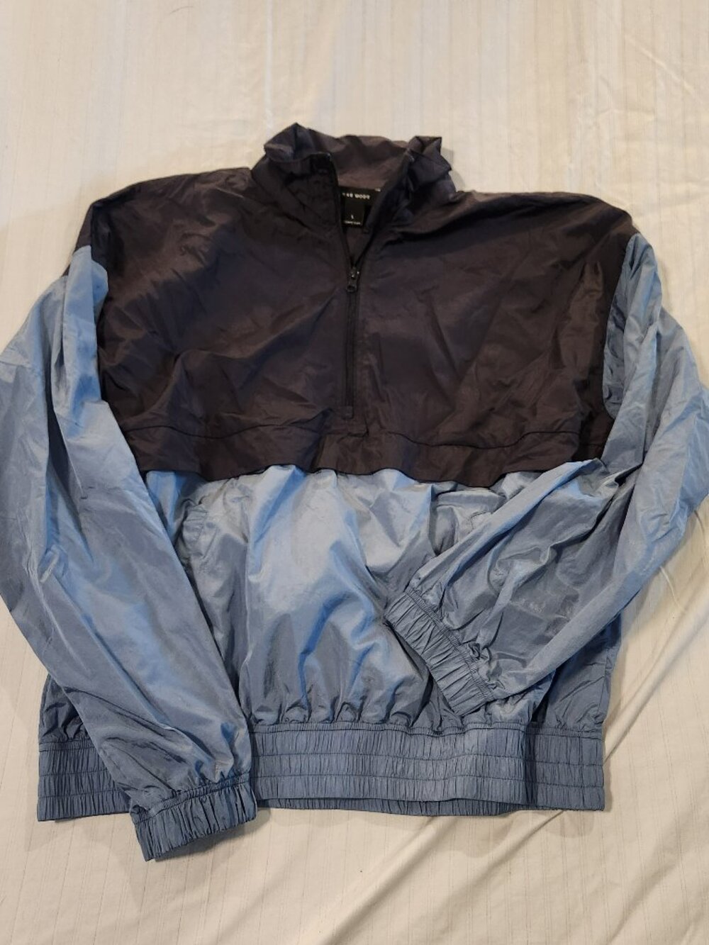 Rae Mode Colorblock 1/4 Zip Nylon Windbreaker Jacket Navy Slate Blue Large